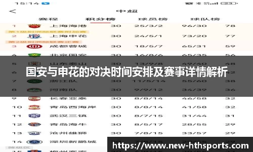 国安与申花的对决时间安排及赛事详情解析